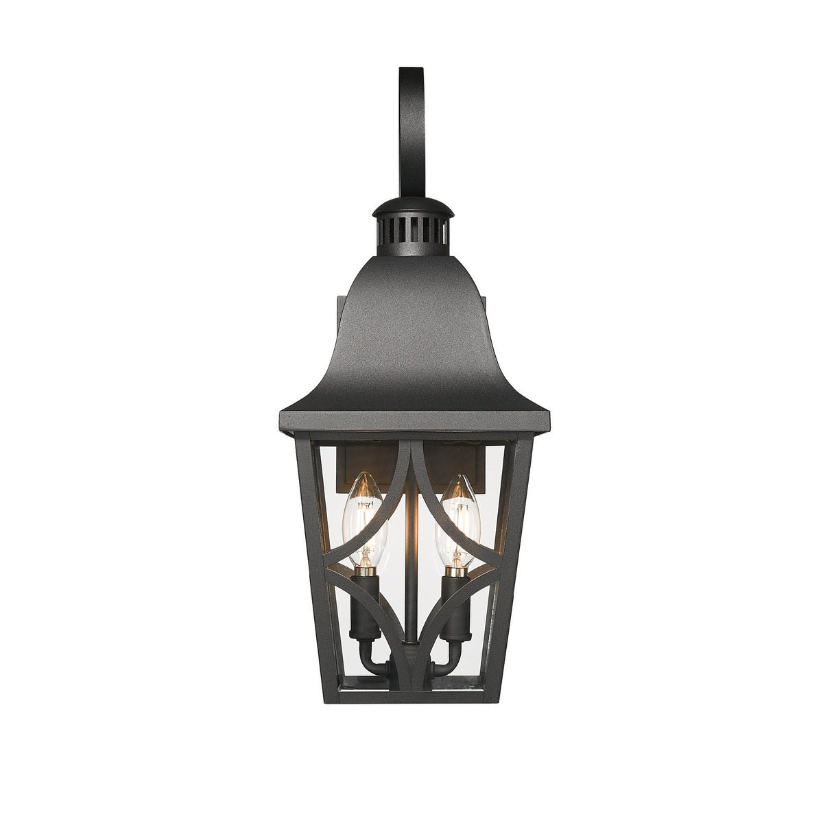 Outdoor wall lantern by HouseOfZazla black metal exterior sconce with clear glass panels on Tampa Home & Garden Store