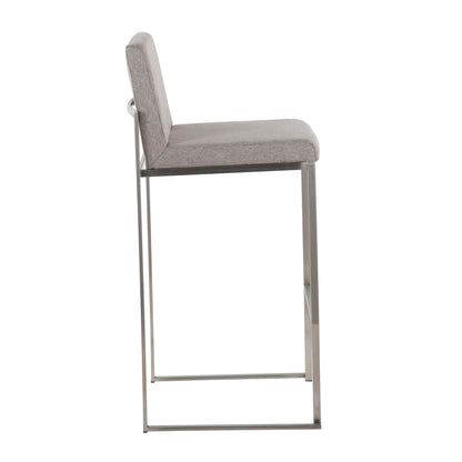 Contemporary high back barstool with upholstered gray seat and metal frame HouseOfZazla on Tampa Home & Garden Store