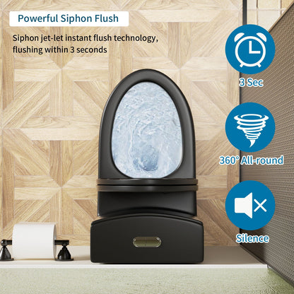 1-Piece Toilet with Tornado Flush and Dual Flush, black by HouseOfZazla on Tampa Home & Garden Store