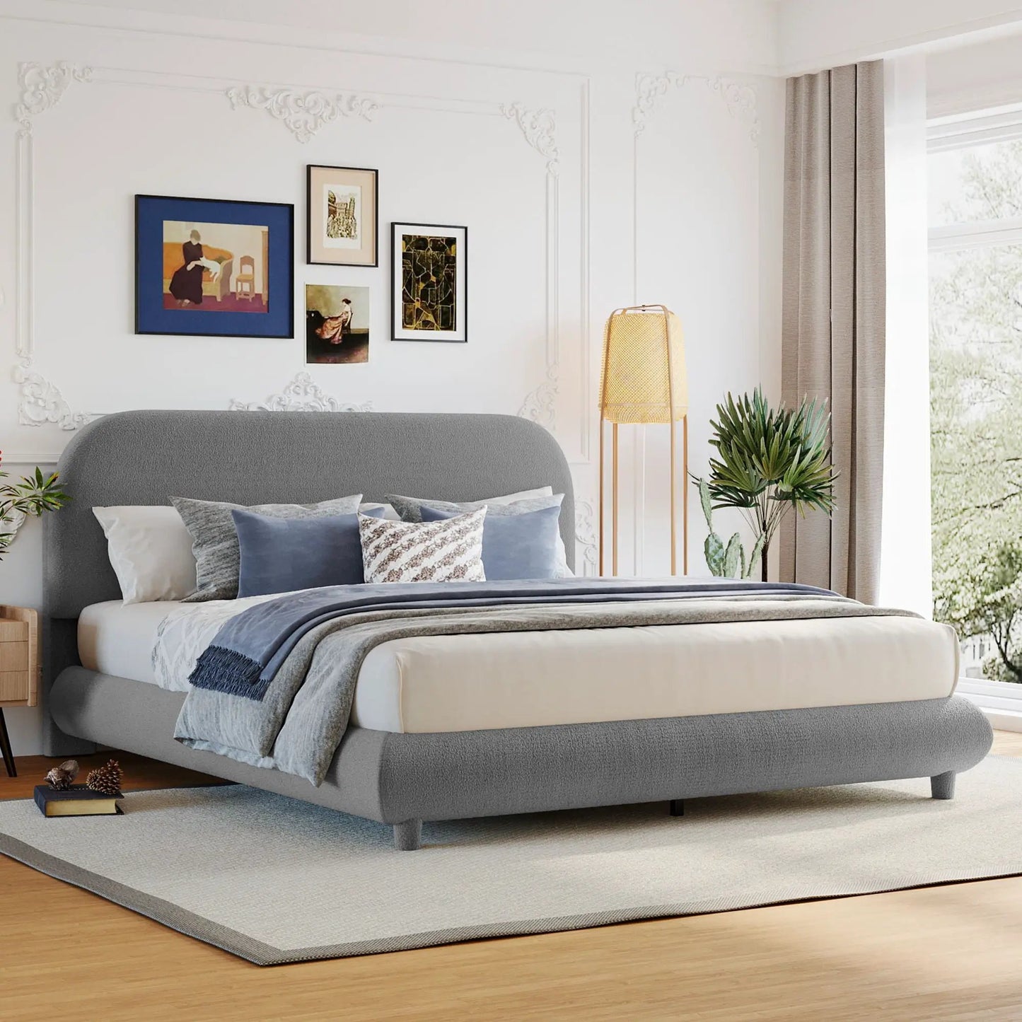 Upholstered Platform Bed With Thick Solid Frame