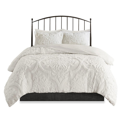 Duvet Cover Set King/Cal King tufted cotton chenille damask with two shams HouseOfZazla on Tampa Home & Garden Store