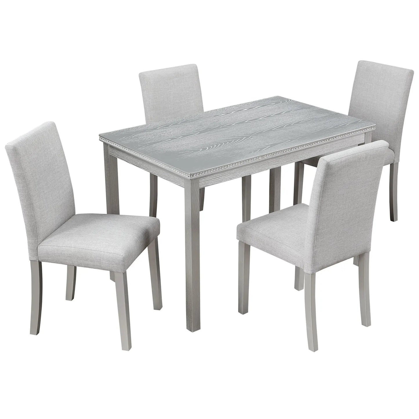 5-piece dining set with crystal edge and gray upholstered chairs by Unique Piece Furniture on Tampa Home & Garden Store
