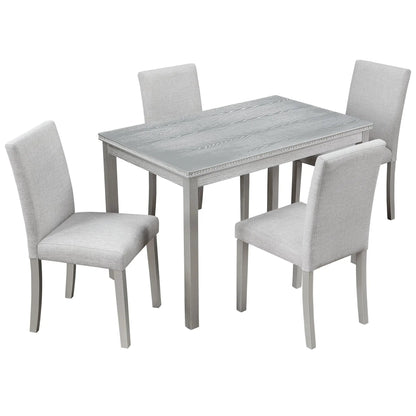 5-piece dining set with crystal edge and gray upholstered chairs by Unique Piece Furniture on Tampa Home & Garden Store