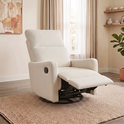 Manual Swivel Rocker Recliner Chair in cream fabric by HouseOfZazla on Tampa Home & Garden Store