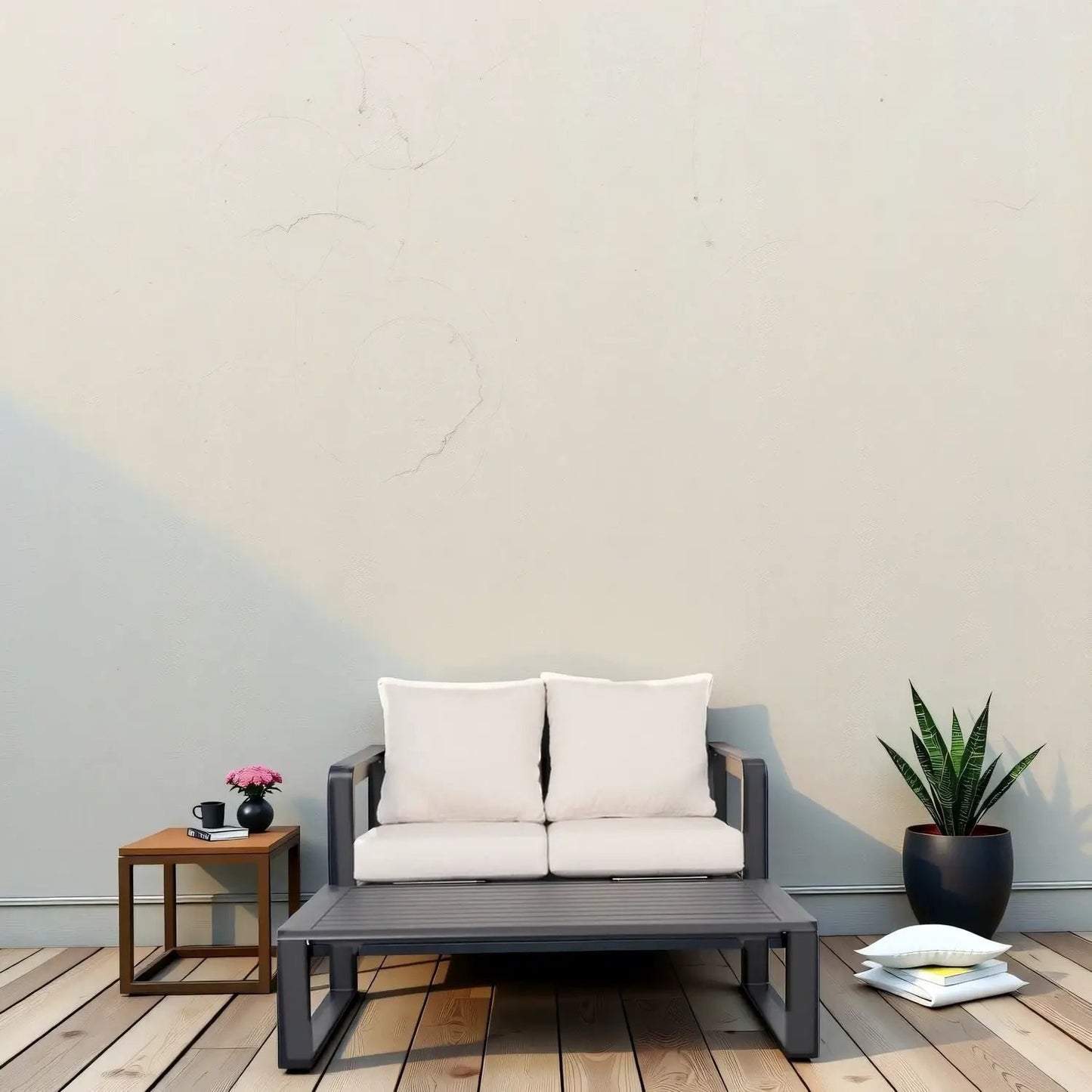Sofa with rectangular coffee table 2-piece outdoor set Unique Piece Furniture gray frame on Tampa Home & Garden Store