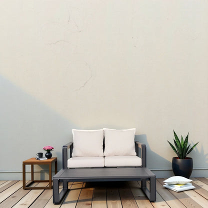 Aluminum Sofa and Rectangular Coffee Table Set