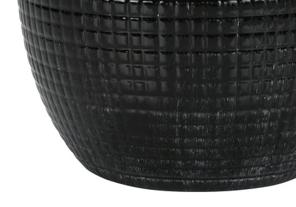 Table lamp ceramic base in black with a textured waffle/grid pattern on Tampa Home & Garden Store
