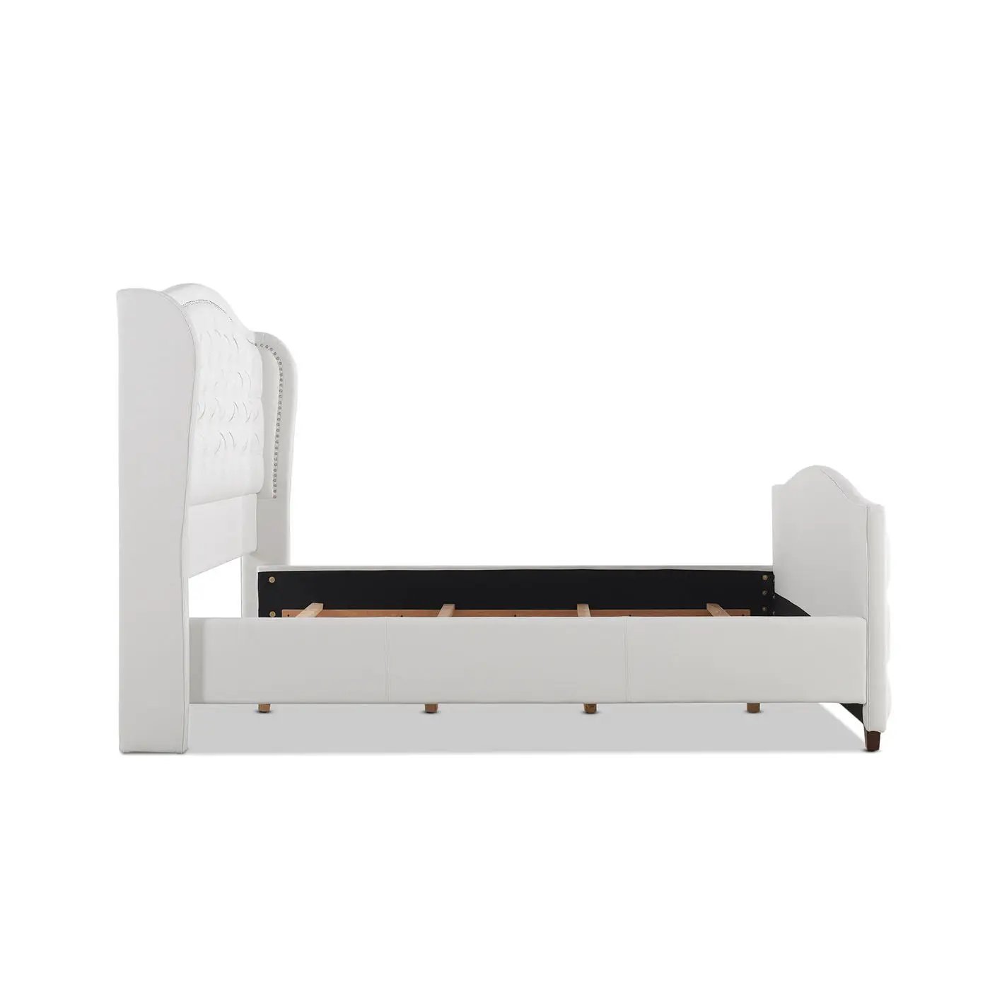 Marcella Upholstered Shelter Bed Set by Unique Piece Furniture white bed frame on Tampa Home & Garden Store