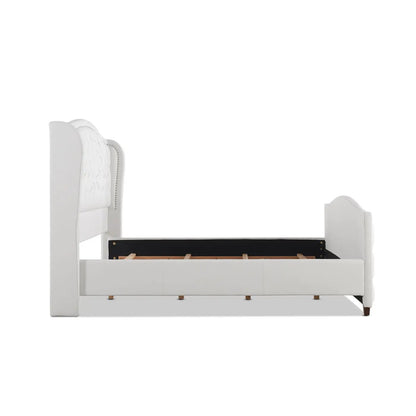 Marcella Upholstered Shelter Bed Set by Unique Piece Furniture white bed frame on Tampa Home & Garden Store