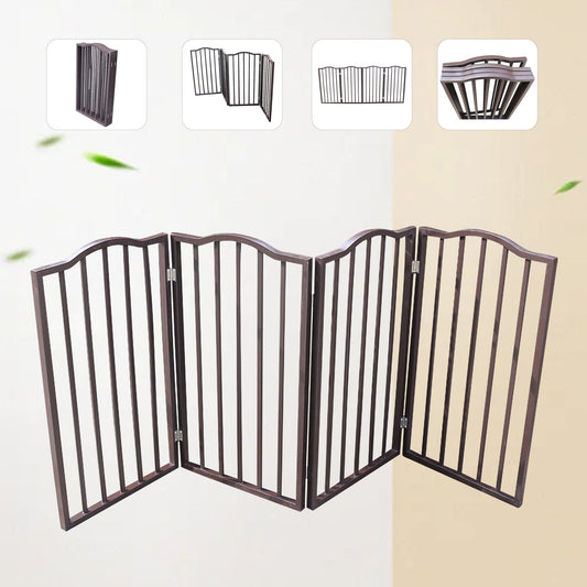 Pet gate HouseOfZazla dark brown freestanding folding panels for doorways and stairs on Tampa Home & Garden Store
