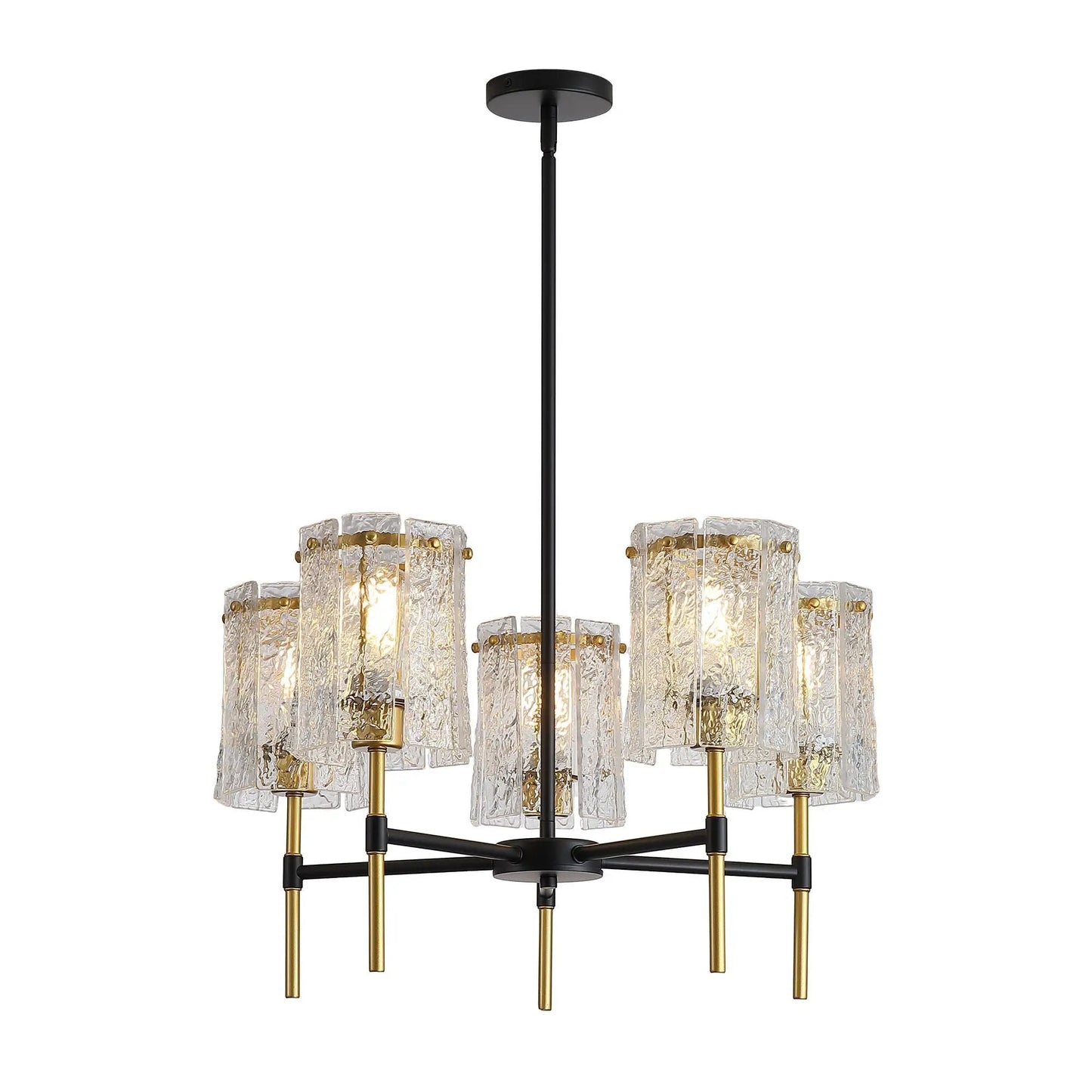 Five Light Chandelier With Textured Glass
