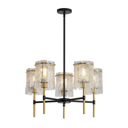 Five Light Chandelier With Textured Glass
