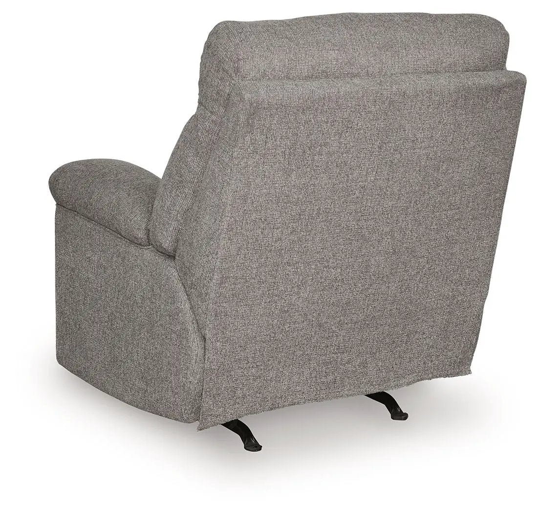 Hoyne Park Rocker Recliner gray fabric with back and curved arms Unique Piece Furniture on Tampa Home & Garden Store