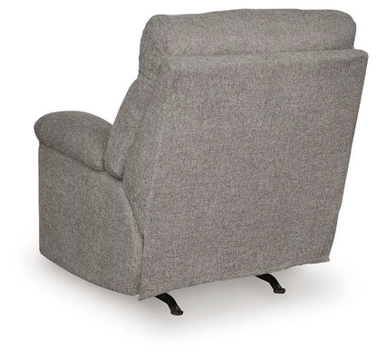 Hoyne Park Rocker Recliner gray fabric with back and curved arms Unique Piece Furniture on Tampa Home & Garden Store