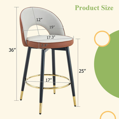 Upholstered Rotatable Bar Chair with Metal Legs