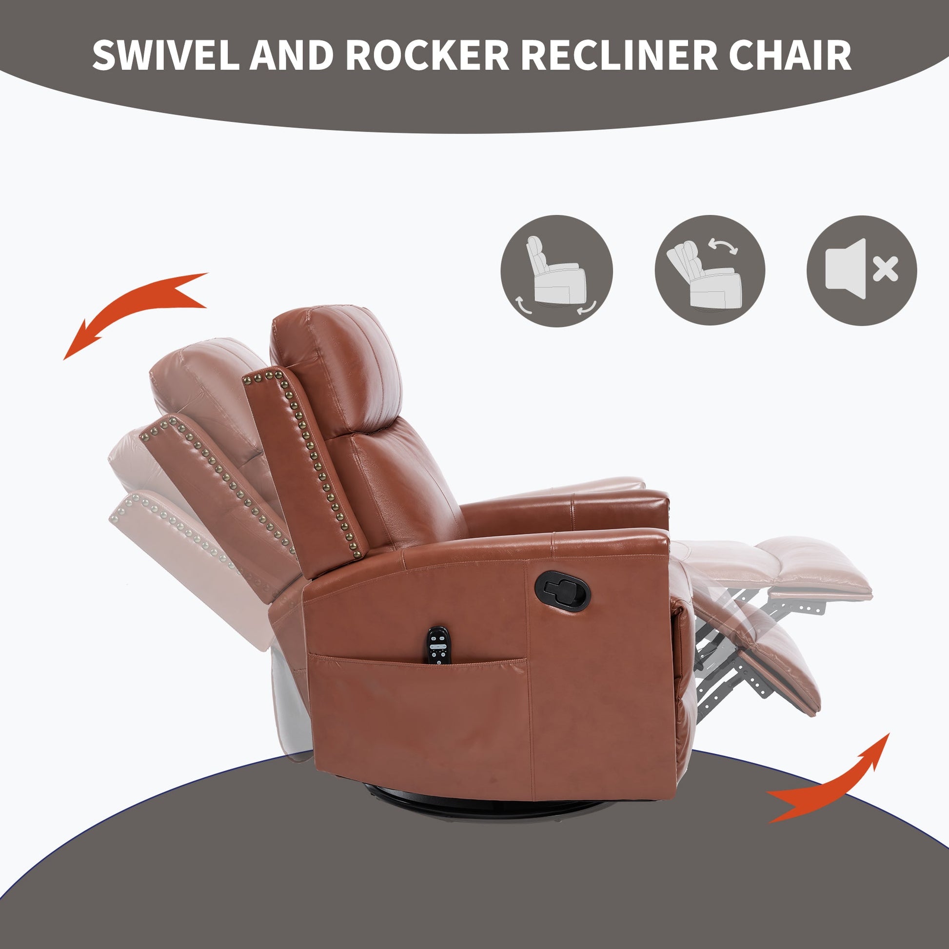 Red genuine leather heat massage manual recliner chair by HouseOfZazla in the recliners category on Tampa Home & Garden Store