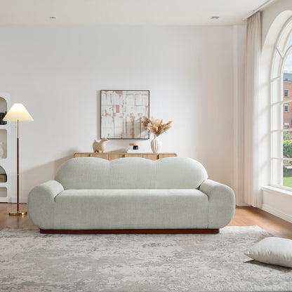 88in Cloud and Curved 3 Seater Light Boucle Sofa