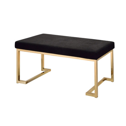 Boice bench black upholstered seat with gold metal legs on Tampa Home & Garden Store