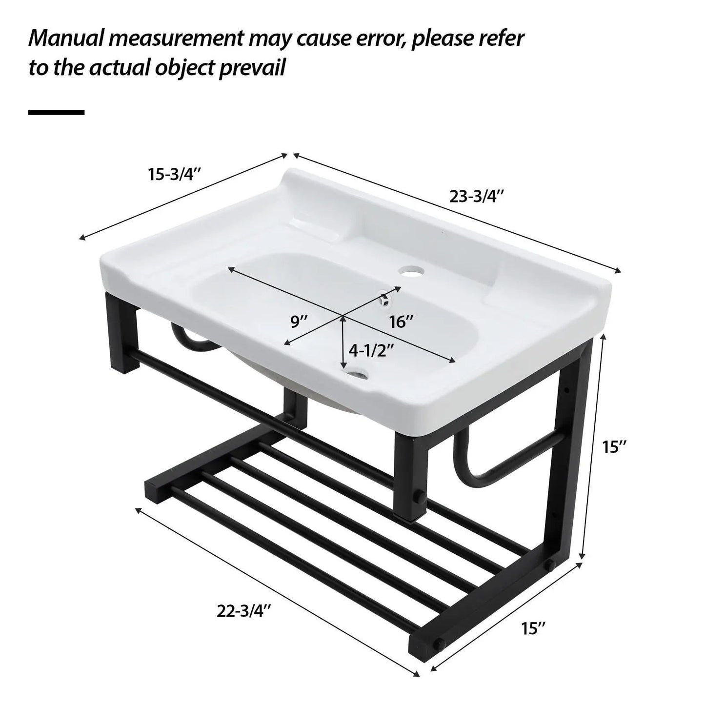 Wall Mounted Rectangular Sink with Towel Bar