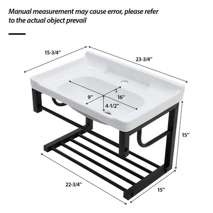 Wall Mounted Rectangular Sink with Towel Bar