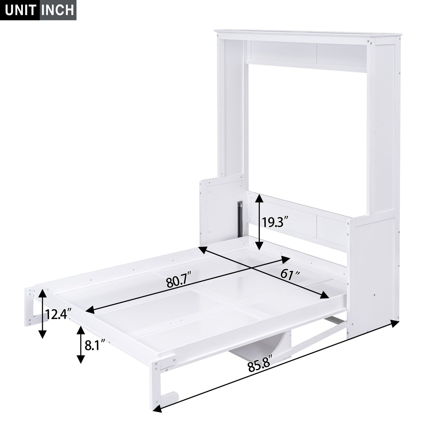 Queen Size Murphy Bed with Solid Pine Shelf