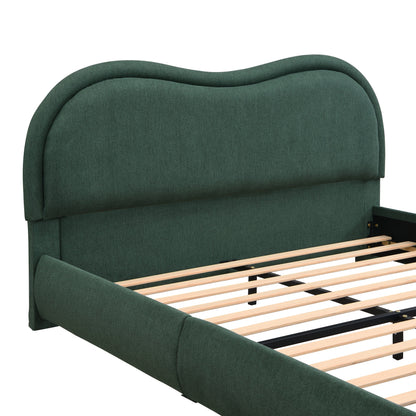 Queen Platform Bed and Soft Curved Headboard