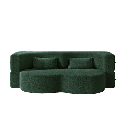 Modern Floor Sleeper Sofa Bed And Two Pillows