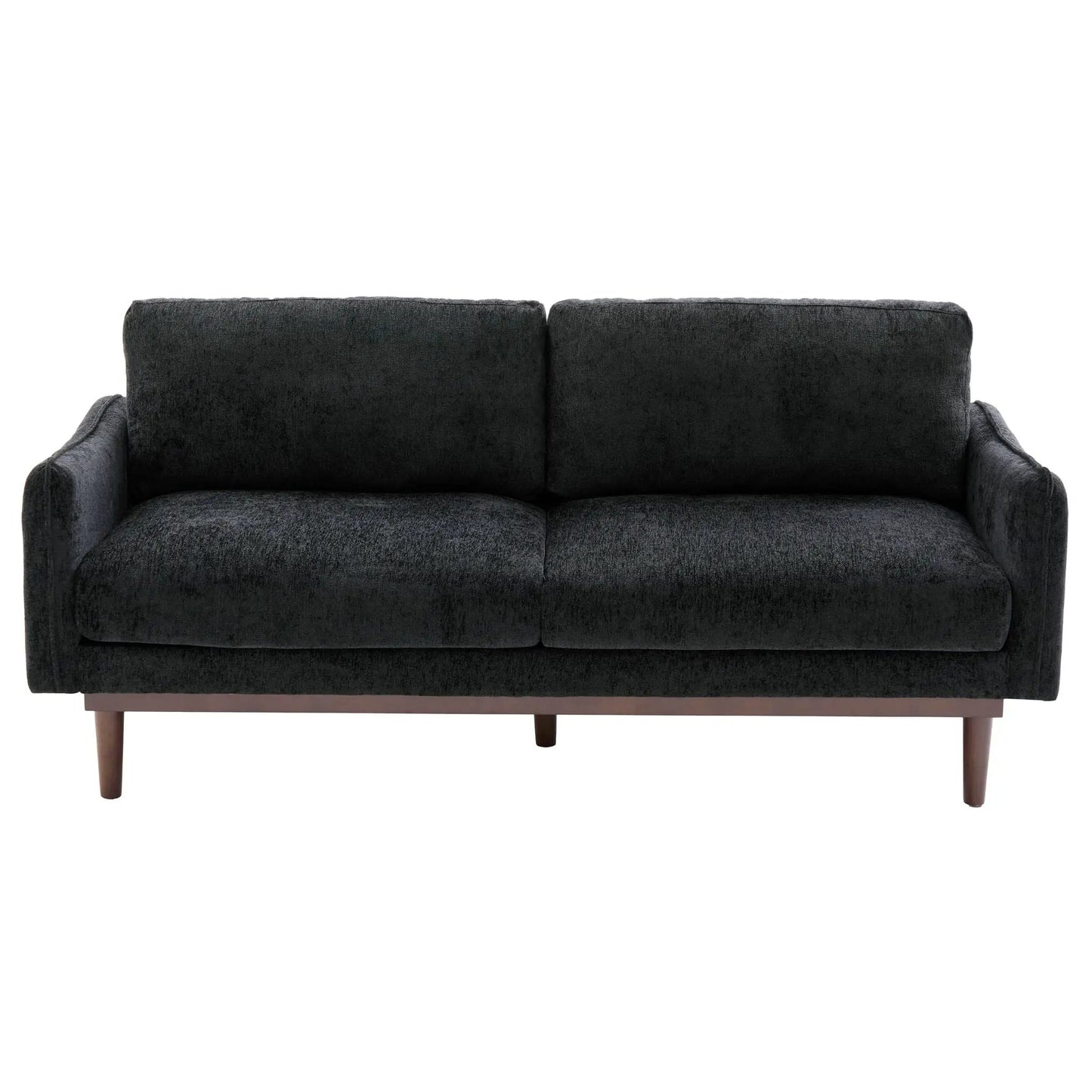 Dark charcoal loveseat from Unique Piece Furniture; stationary, plush fabric, slim wood legs on Tampa Home & Garden Store