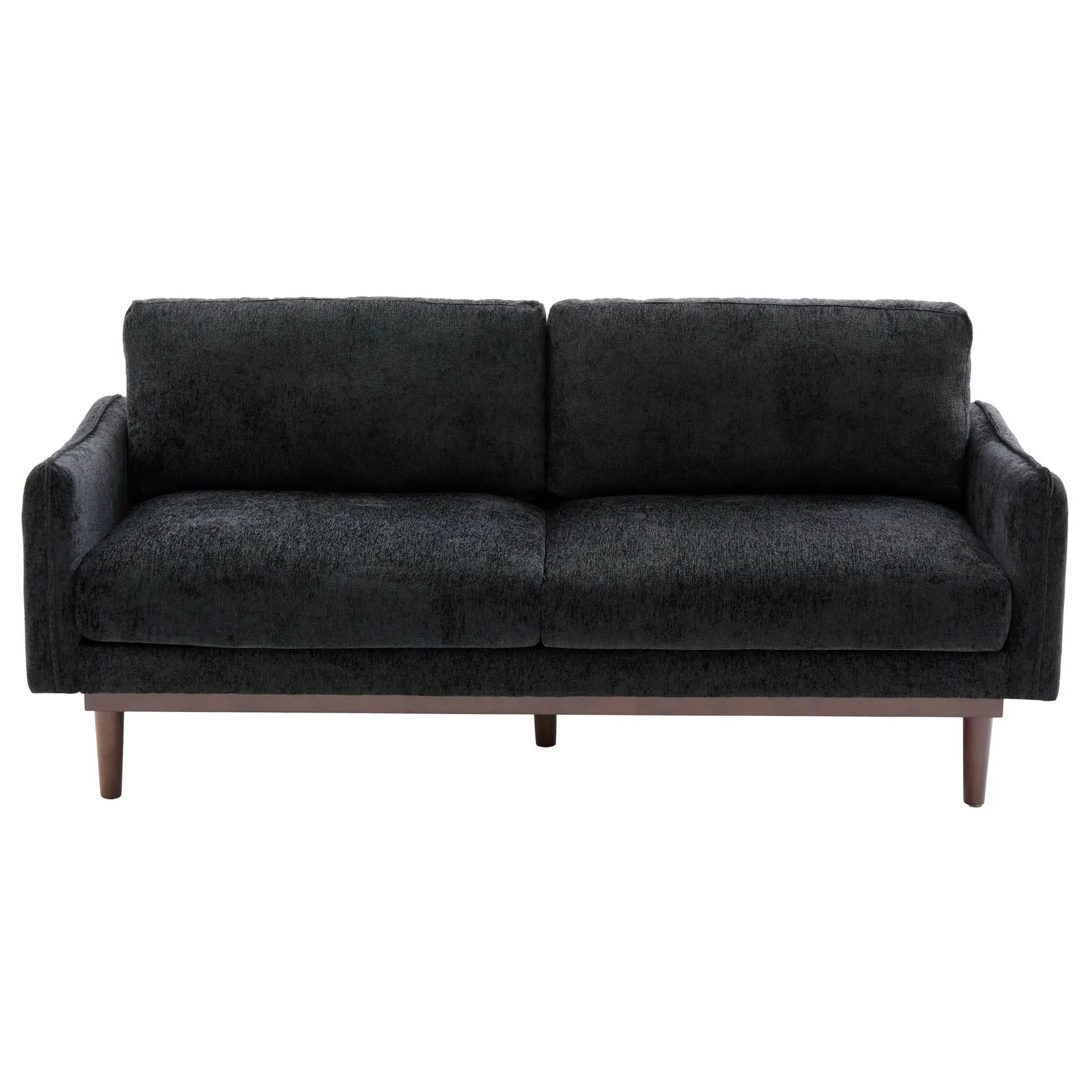 Dark charcoal loveseat from Unique Piece Furniture; stationary, plush fabric, slim wood legs on Tampa Home & Garden Store