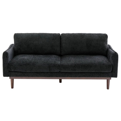 Dark charcoal loveseat from Unique Piece Furniture; stationary, plush fabric, slim wood legs on Tampa Home & Garden Store