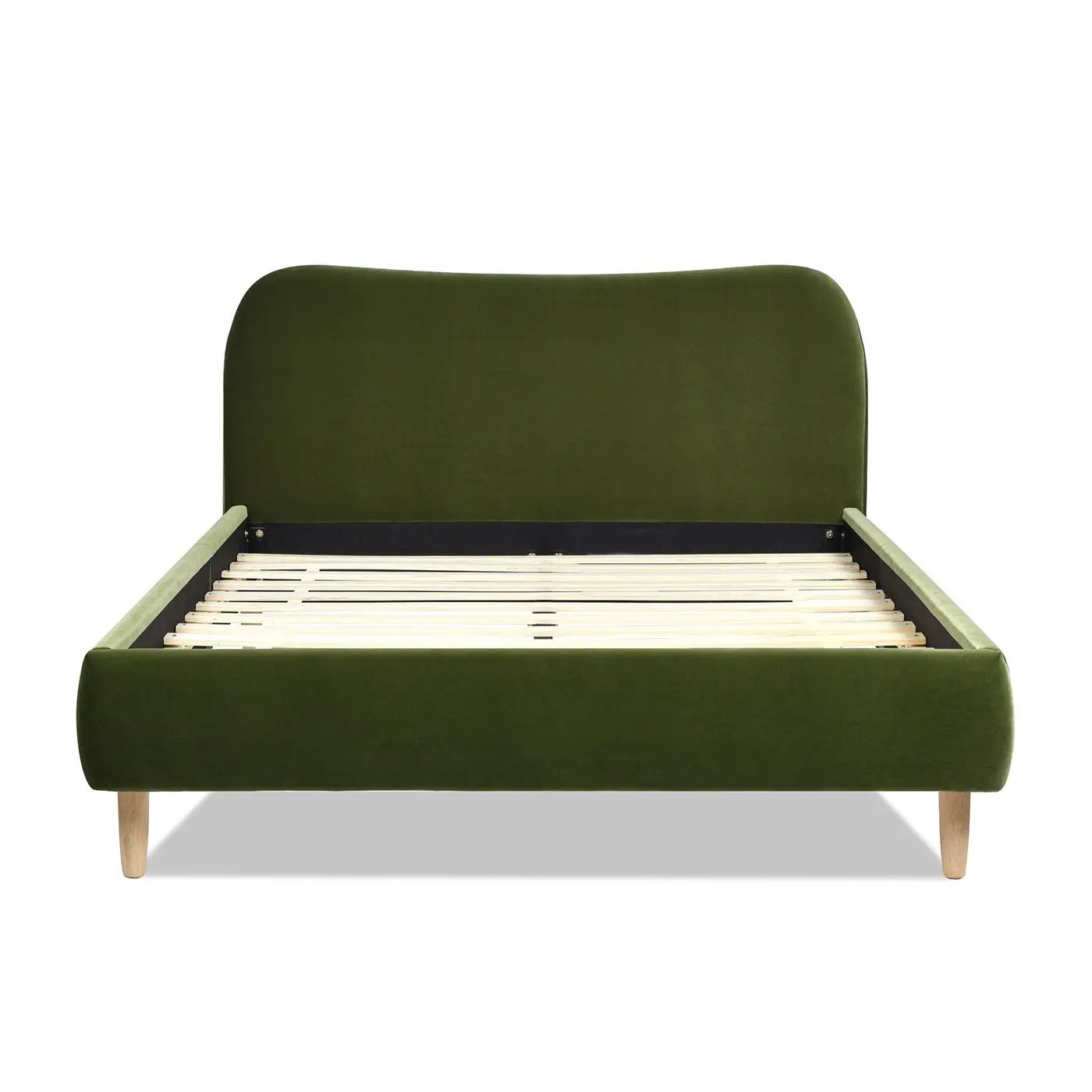 Roman curved headboard upholstered platform bed olive green velvet by Unique Piece Furniture on Tampa Home & Garden Store