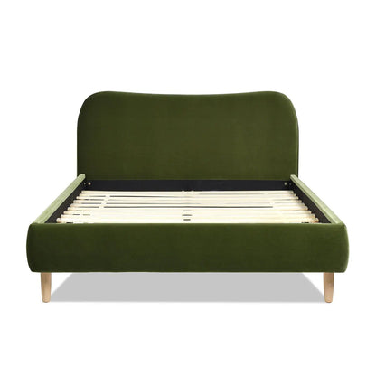 Roman curved headboard upholstered platform bed olive green velvet by Unique Piece Furniture on Tampa Home & Garden Store