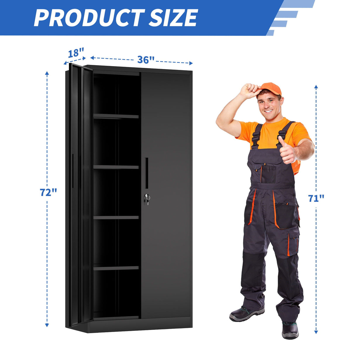Steel garage storage cabinet with adjustable shelves and lock, black by HouseOfZazla on Tampa Home & Garden Store