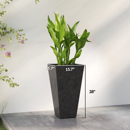 Stackable Taper Planters set of 3 in speckled black finish with tall geometric form on Tampa Home & Garden Store