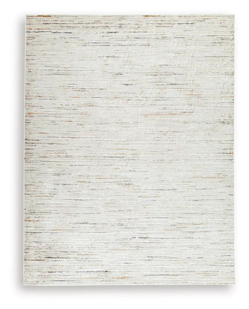 Harjot Area Rug with Subtle Stripe in Cream Gray