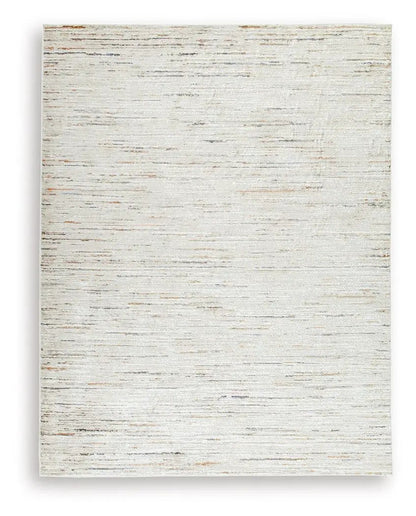 Harjot Area Rug with Subtle Stripe in Cream Gray