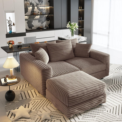 Deep Seat Sofa Bed With Ottoman and Soft Pillows