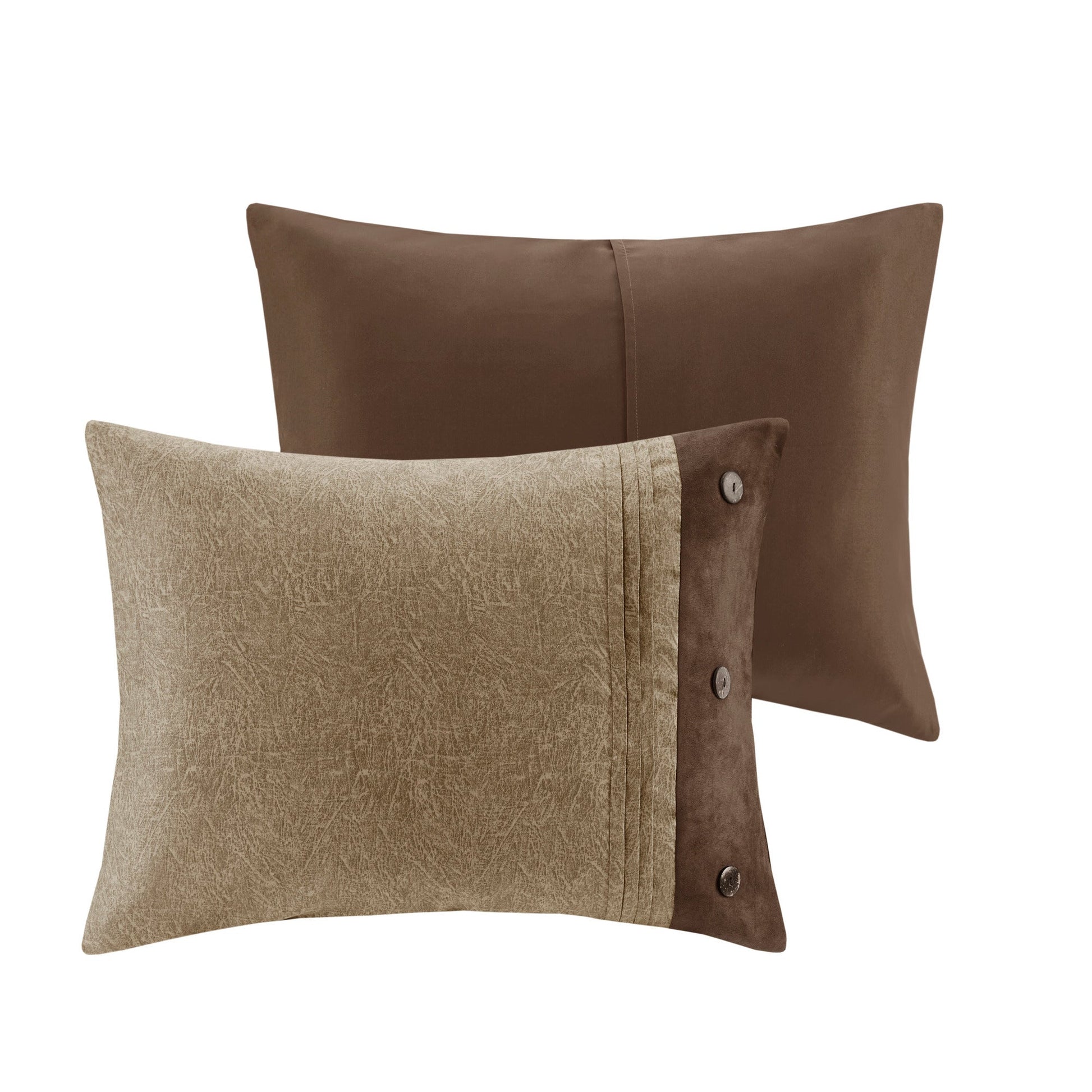 7 Piece Faux Suede Comforter Set brown California King beige pillow accents HouseOfZazla on Tampa Home & Garden Store