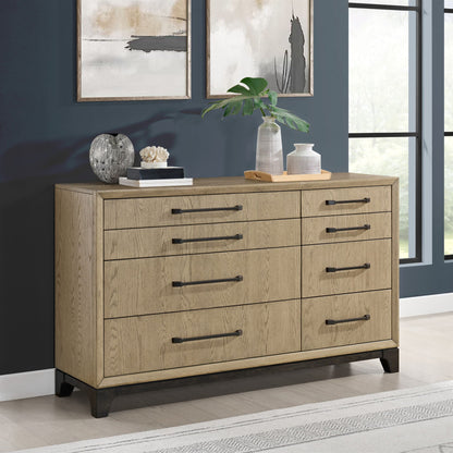 8-drawer dresser in brown oak finish with metal pulls on Tampa Home & Garden Store