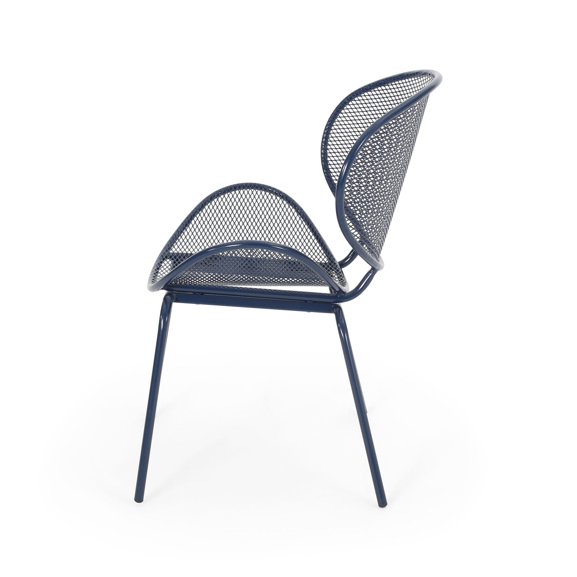 Elba Contemporary Armless Outdoor Chairs (pair) in blue metal mesh by HouseOfZazla on Tampa Home & Garden Store