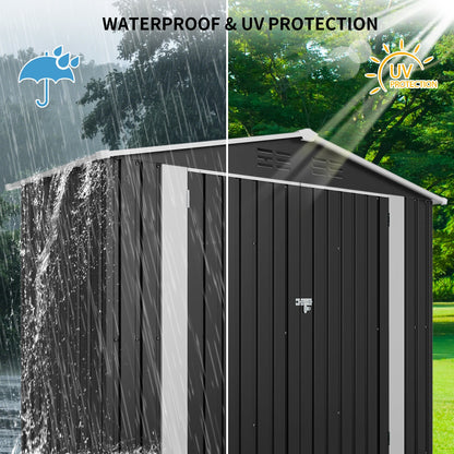 8ft and 4ft Sturdy Metal Outdoor Storage Shed