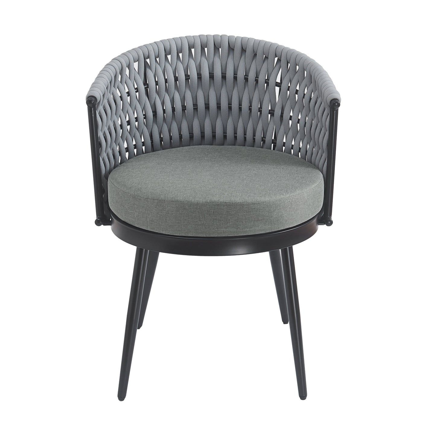 HouseOfZazla outdoor chair with gray woven back and cushioned seat on Tampa Home & Garden Store
