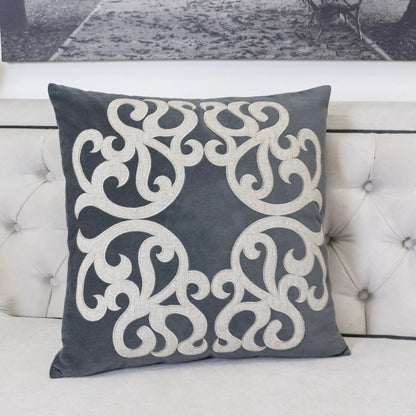 Dora Pillow Cover with Matching Back navy blue fabric accent on Tampa Home & Garden Store
