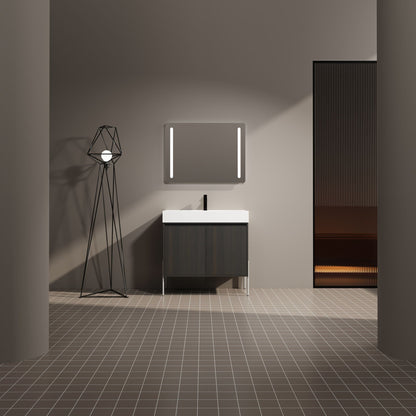 Freestanding vanity with resin sink and dark wood storage cabinet by HouseOfZazla on Tampa Home & Garden Store