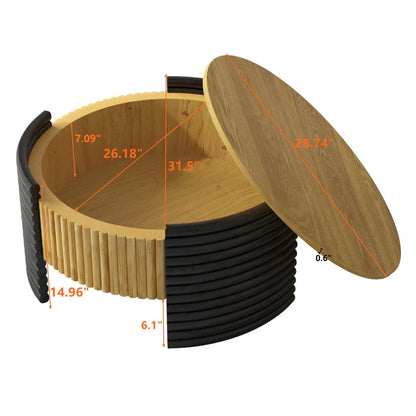Modern Striped Coffee Table With Flip Top Storage
