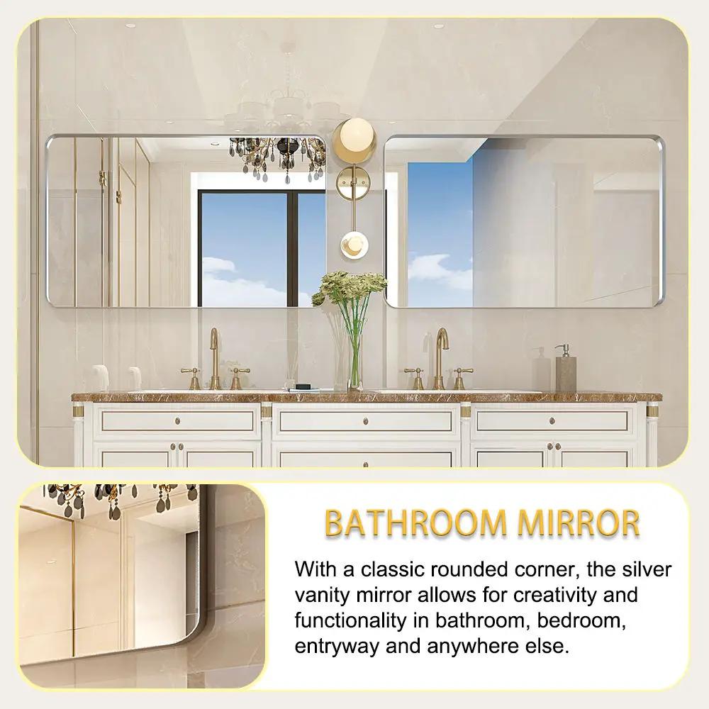Rounded Corner Bathroom Mirror With Wall Mount