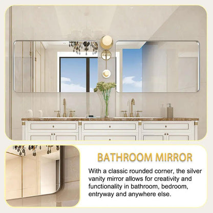 Rounded Corner Bathroom Mirror With Wall Mount