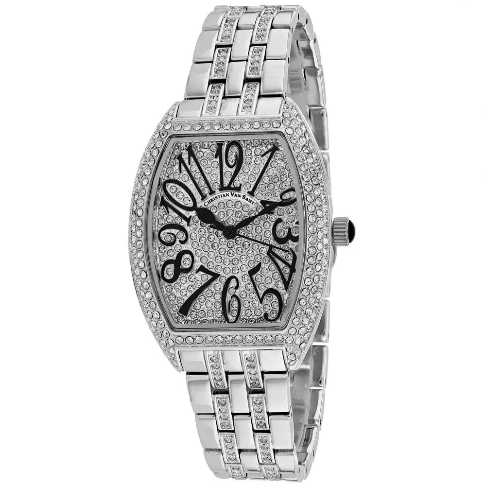 Christian Van Sant Women's Elegant Sparkle Watch, silver-tone crystal bezel and bracelet on Tampa Home & Garden Store