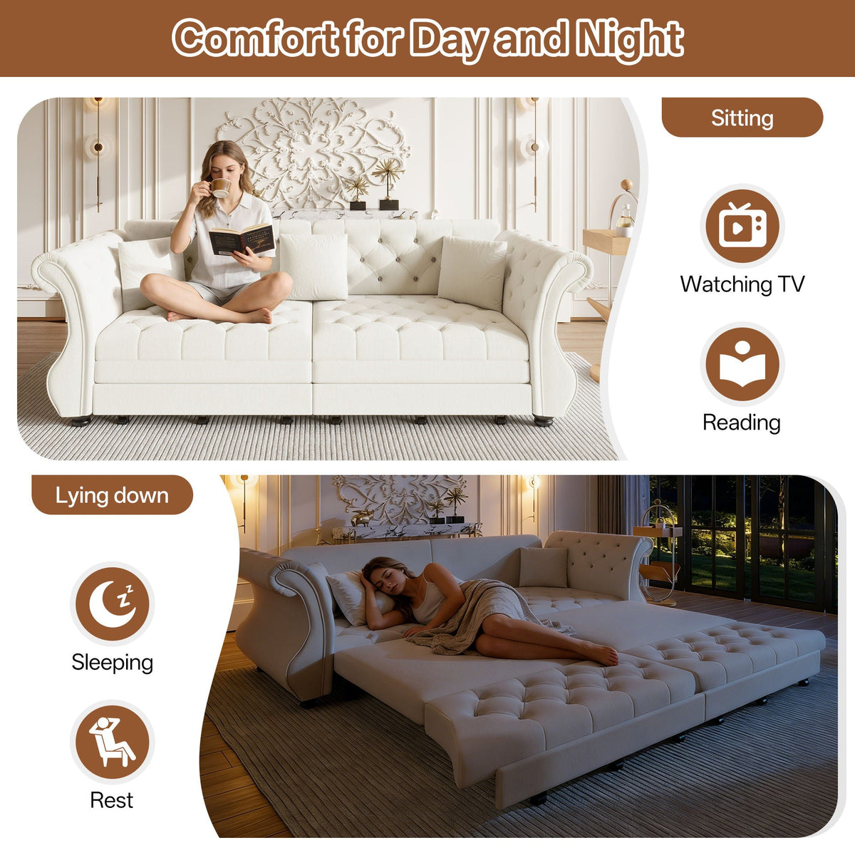Oversized Chesterfield Sofa and a Pull Out Bed
