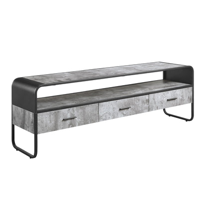 Raziela TV Stand & Storage by HouseOfZazla, concrete drawers, black metal frame, 4-drawer unit on Tampa Home & Garden Store